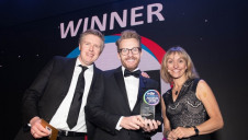 (L-R) Presenter Rob Holdway, director, Giraffe Innovation, Yellow Octopus Fashion’s Jack Ostrowski and compere Michaela Strachan